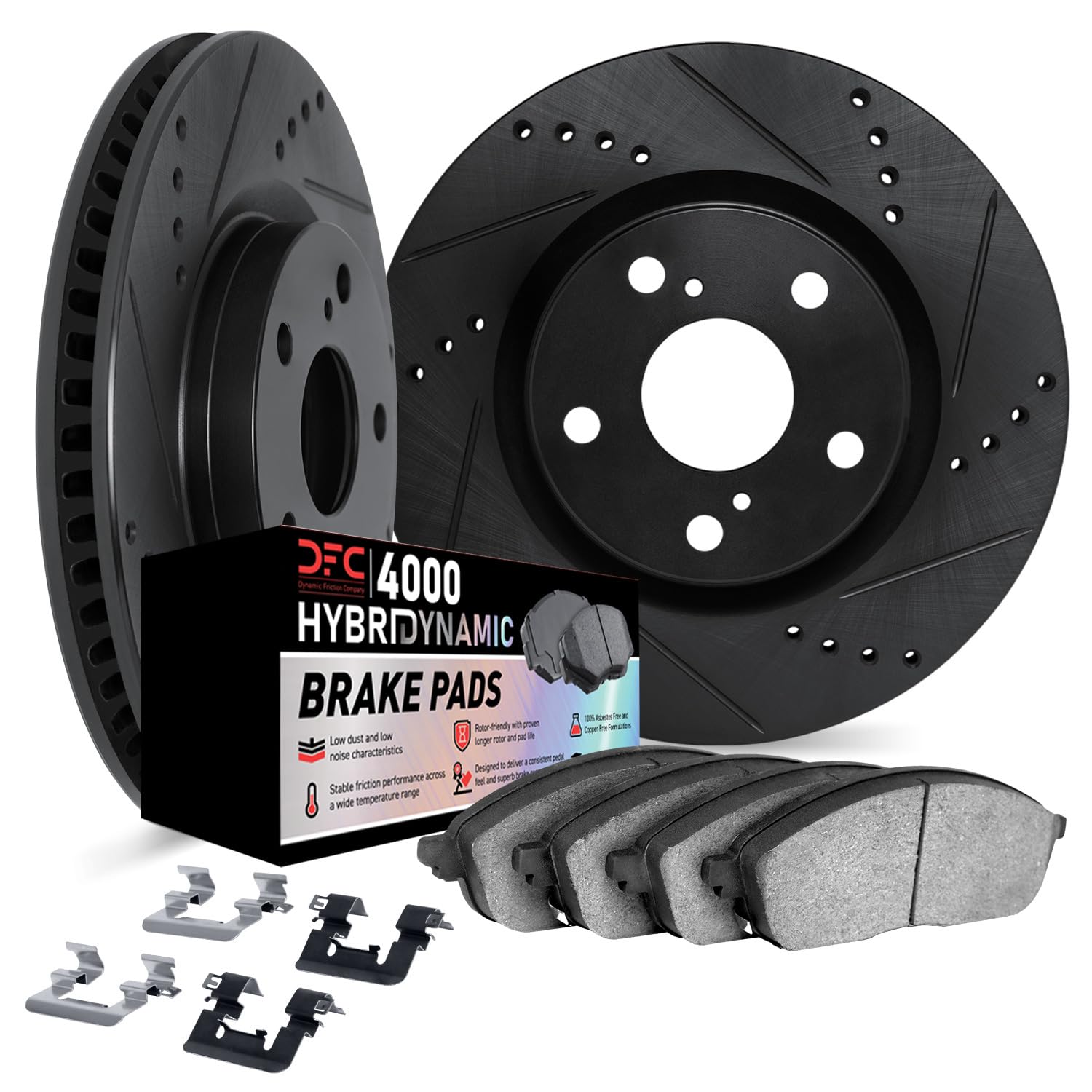 Kit Disques De Frein Avant Dynamic Friction Company – Percés Et Fendus, Noir – Référence 4000, Neuf