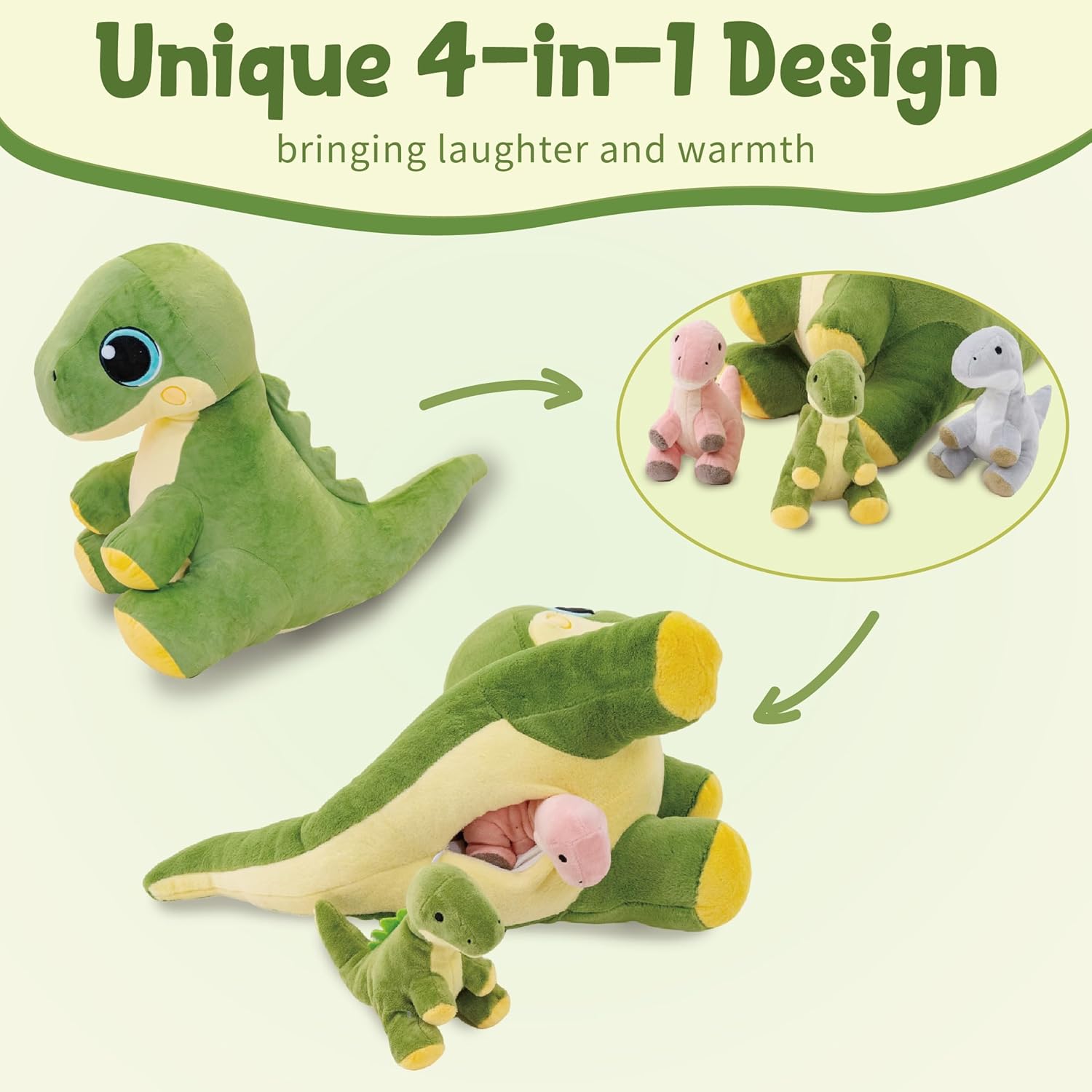 Dinosaur Stuffed Animal with Babies, 20" Mommy Dinosaur with Babies Inside, Weighted Plush Animal, Dino Stuffed Animal, Dino Plush Toys for Boys Girls Kids on Birthday Children's Day Christmas