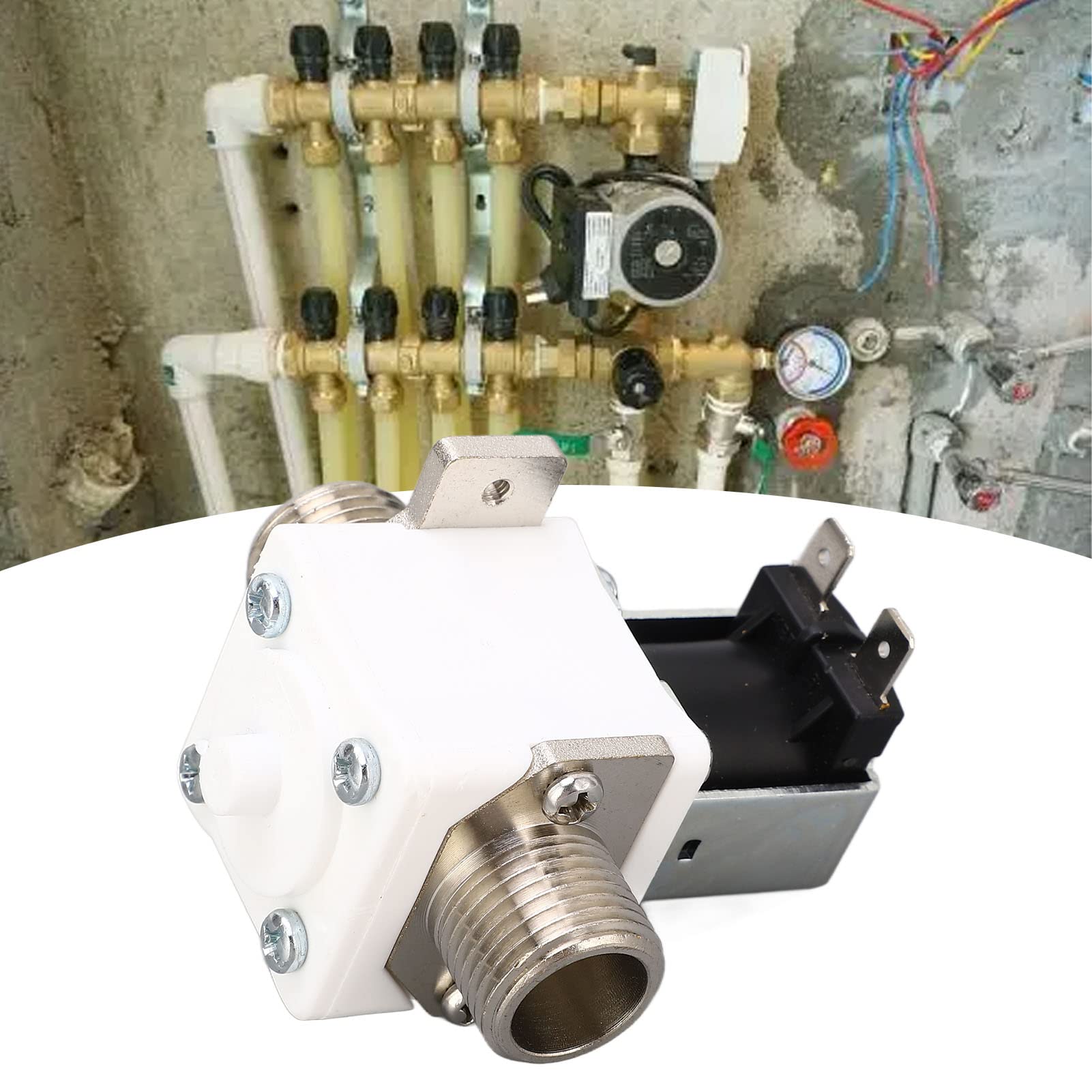 Válvula de agua, válvula solenoide eléctrica de tubo engrosado con rosca de 1/2 pulgada DC24V Sellado fuerte retardante de llama for tubería Válvulas Eléctricas