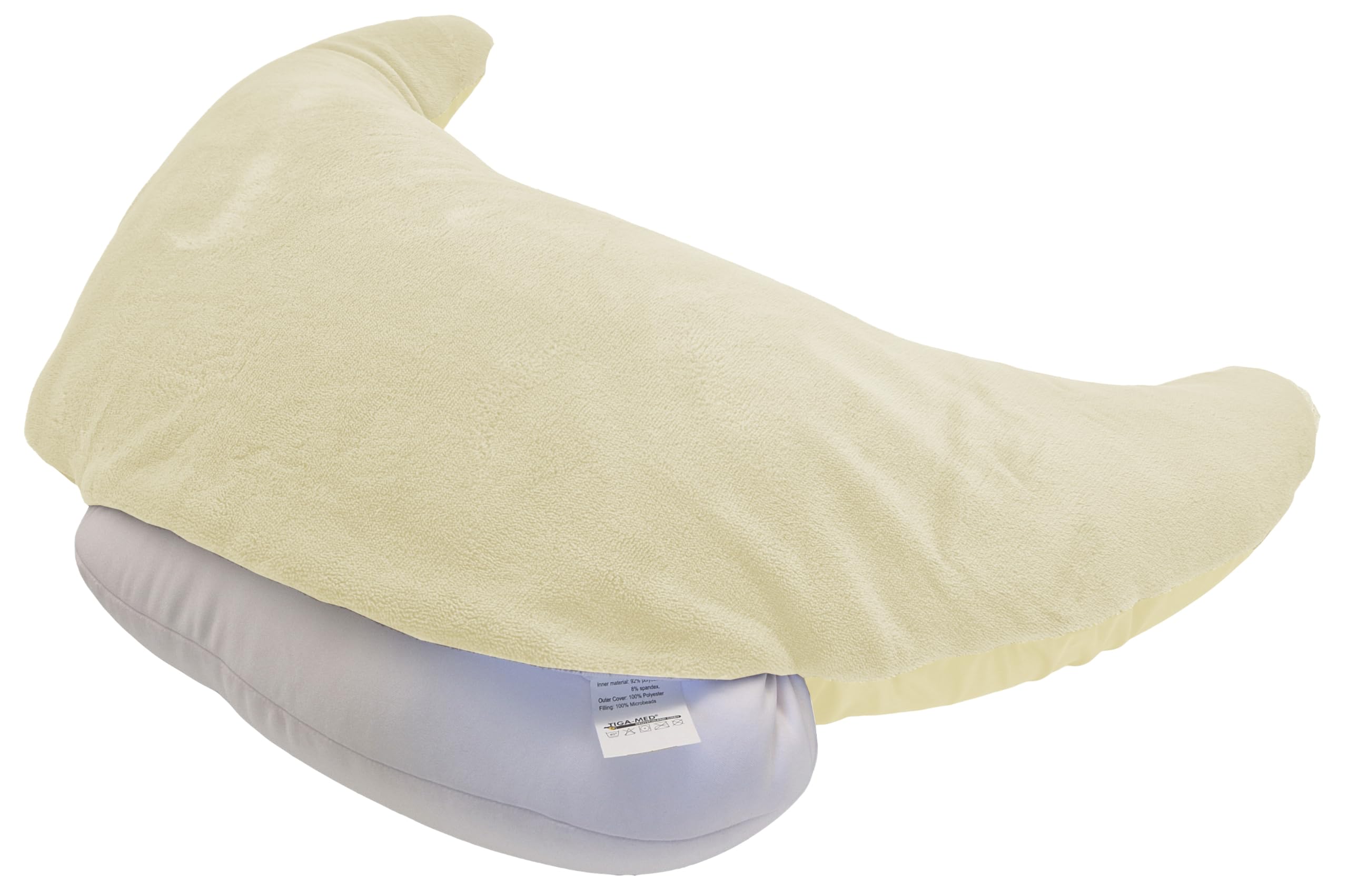 Tiga-Med Halbmondkissen TIGA-Soft XL | Ergonomisches Nackenkissen/Stillkissen/Kopfkissen mit Mikroperlen | zum Entspannen, Schlafen, Lesen und Stillen | Bezug separat waschbar bei 40°C (Beige)