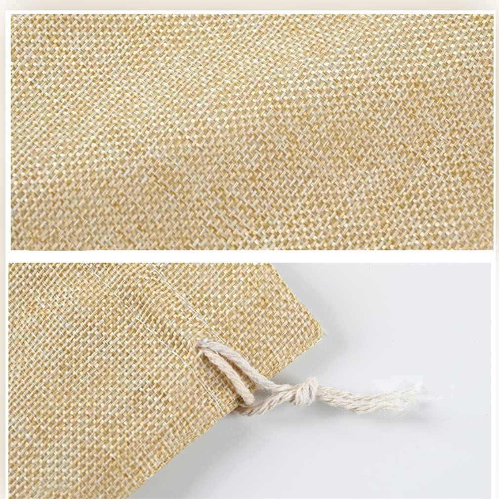 10 Stück Stoff-Beutel Jute Säckchen mit Zugband Geschenkbeutel Schmuck Candy Pouch Sackleinen Taschen Hochzeit Säckchen Schmucksäckchen Obst und Gemüsebeutel Deko-Beutel (Brown,21x34cm)