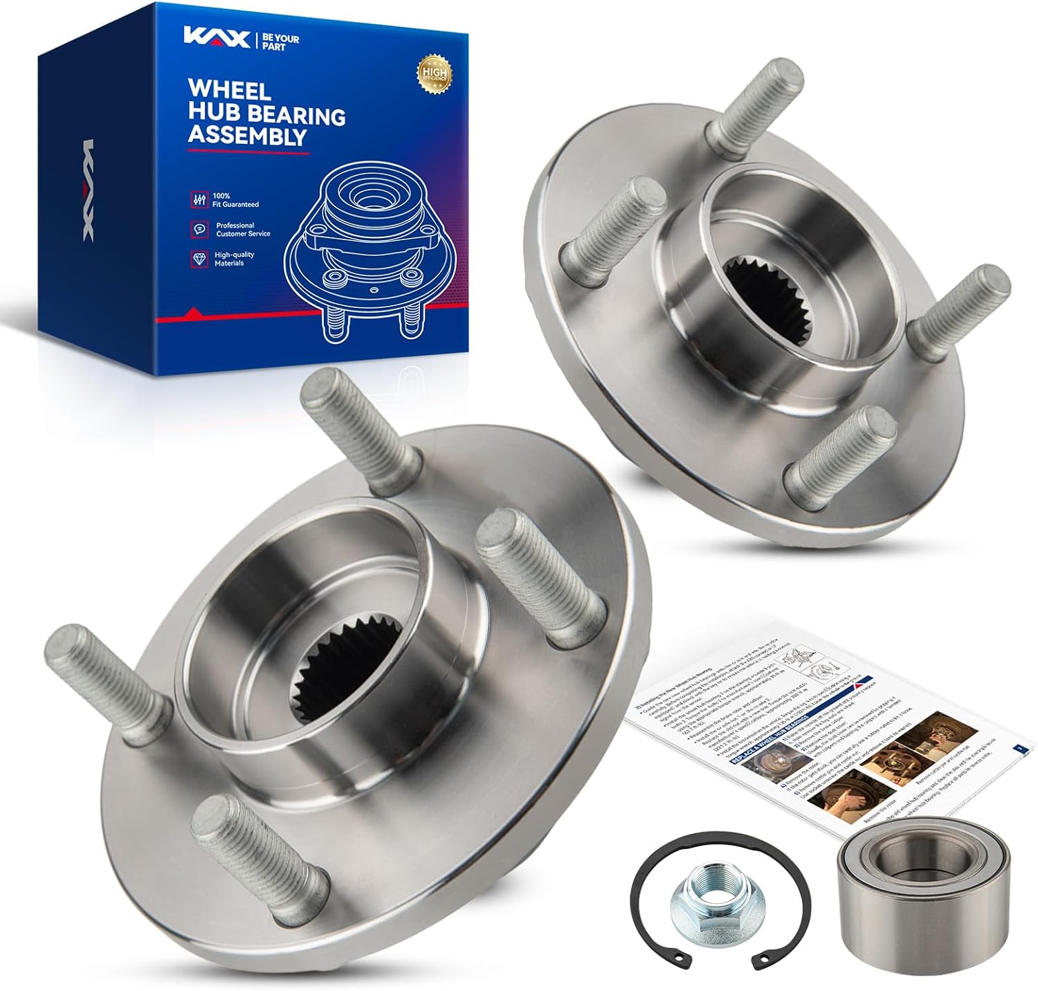 KAX 518510 2PCS Front Wheel Hub Bearing Compatible with Ford Focus 2000-2011