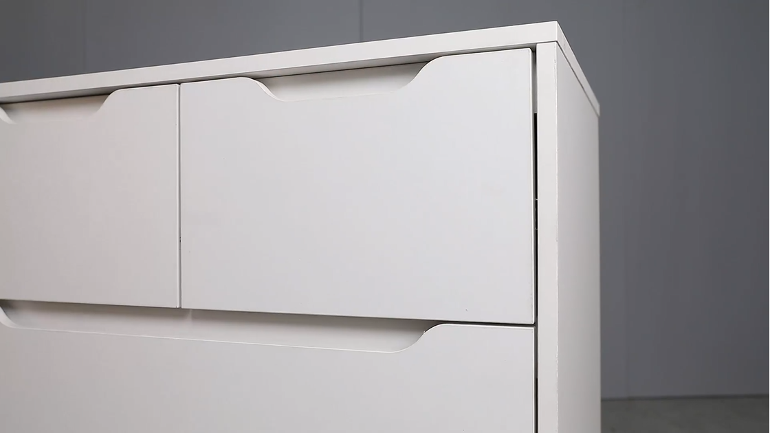 hostack modern 3 drawer dresser HOSTACK Modern 3 Drawer Dresser, Wood Chest of Drawers with Storage, Tall  Nightstand with Cut-Out Handles, Accent Storage Cabinet for Living Room,  Entryway