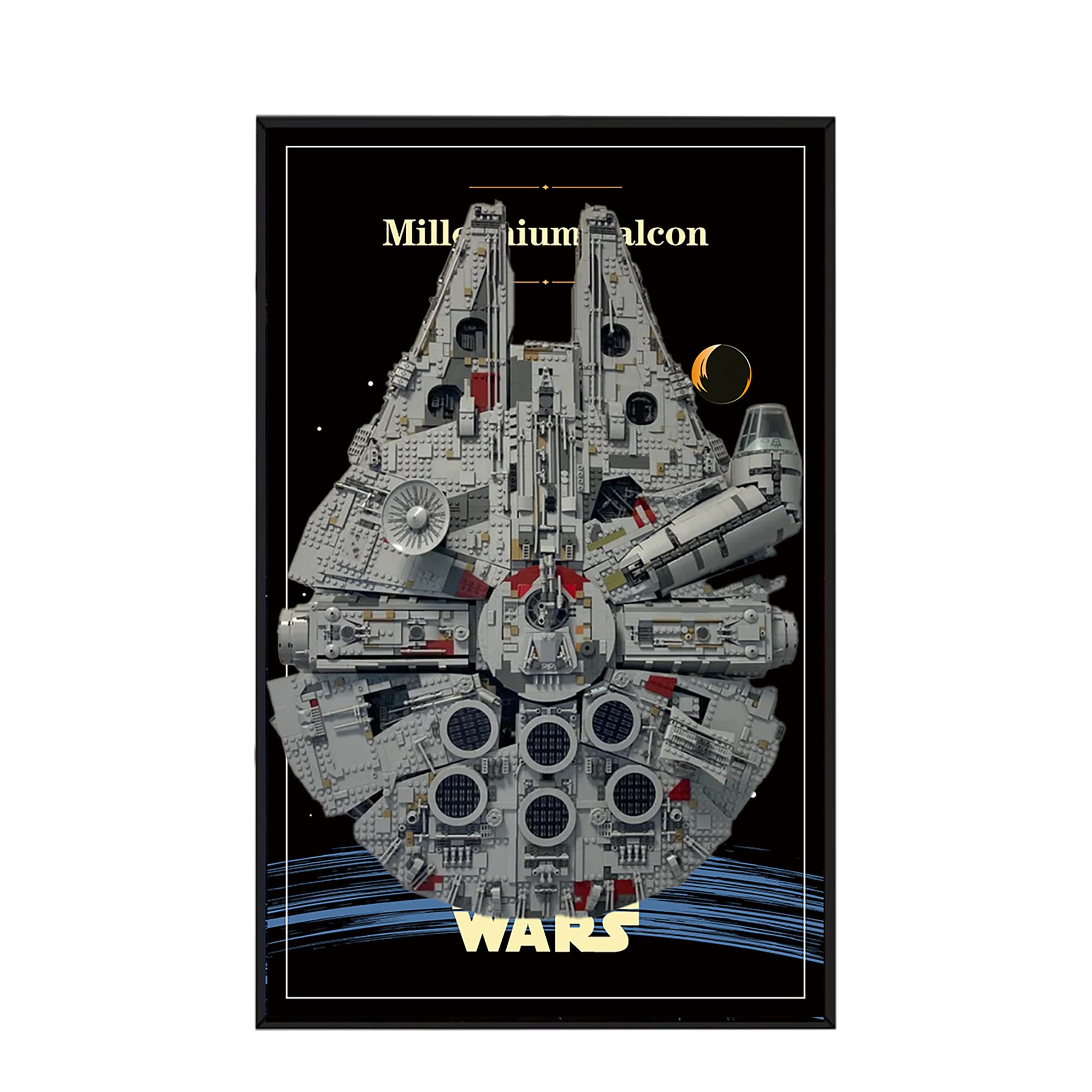 Display Wallboard for Lego 75192 Ultimate Millennium Falcon - Wall Mount Display Stand Art Wall Mount Frame for Racing Car Building Set, for Car Enthusiasts - 50 x 80 CM (75192 F)