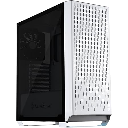 SilverStone Technology Metal ATX Computer Tower Case with Tempered-Glass Side Panel and Ample Air Flow in White (SST-PM02W-G)