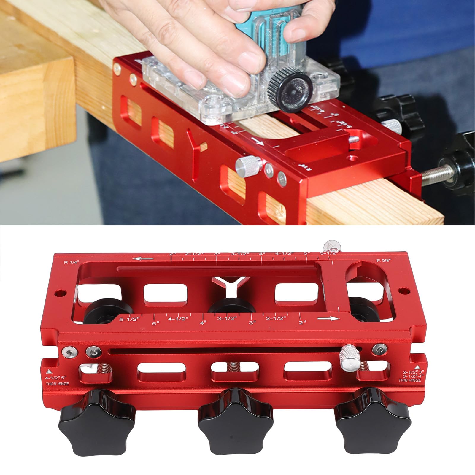 Keenso Door Hinge Template Kit Adjustable Aluminum Alloy Mortise Jig for