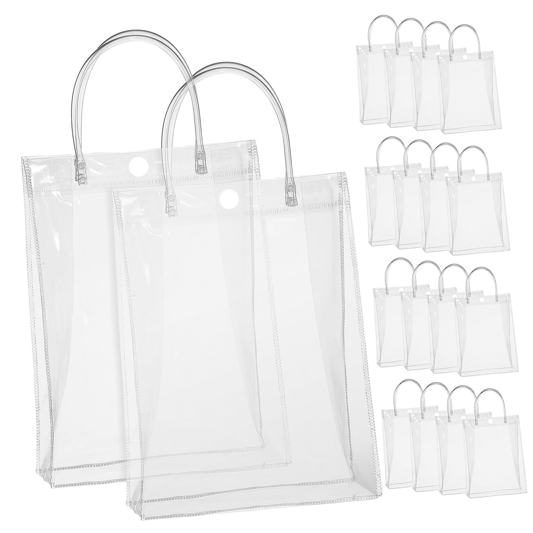 Gatuida 20piezas Bolsas de Obsequio Transparentes de Mano Unidades para Fiestas Bolsas de Golosinas Reutilizables Asas para Bodas y Regalos de Obsequios Transparentes