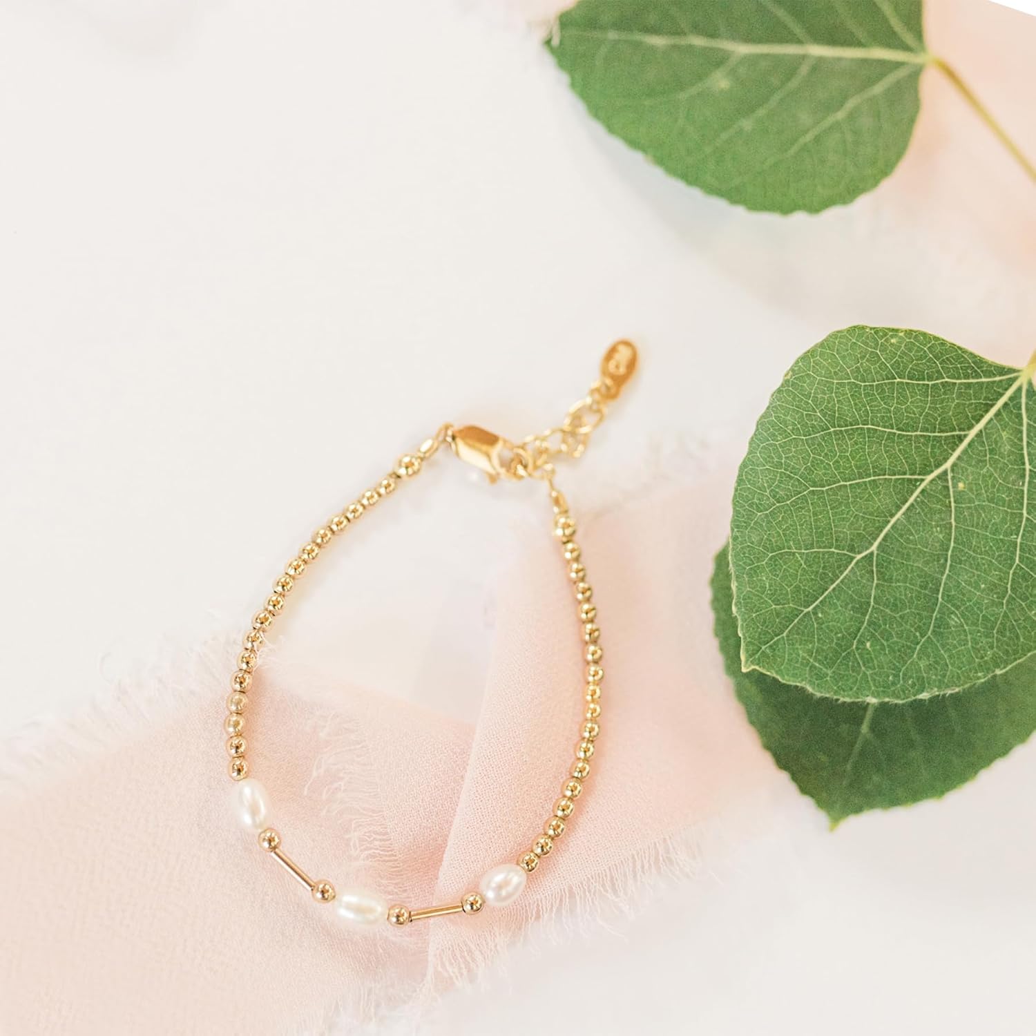 Cherished Moments Children's 14K Gold-plated and 925 Sterling Silver Bracelet with Cultured Pearls, Liquid Gold and Silver Accents for Babies, Toddlers, and Little Girls - Image 3