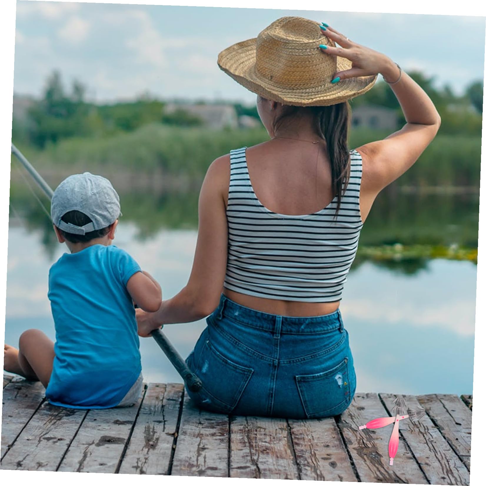 Toddmomy Crochet Lumineux Leurres De Pêche Crochets Appâts Attaquer Swimbait Hameçons À Double Calmar Appât Bionique pour Poissons Leurre De Pêche Bionique Gel De Silice Rose
