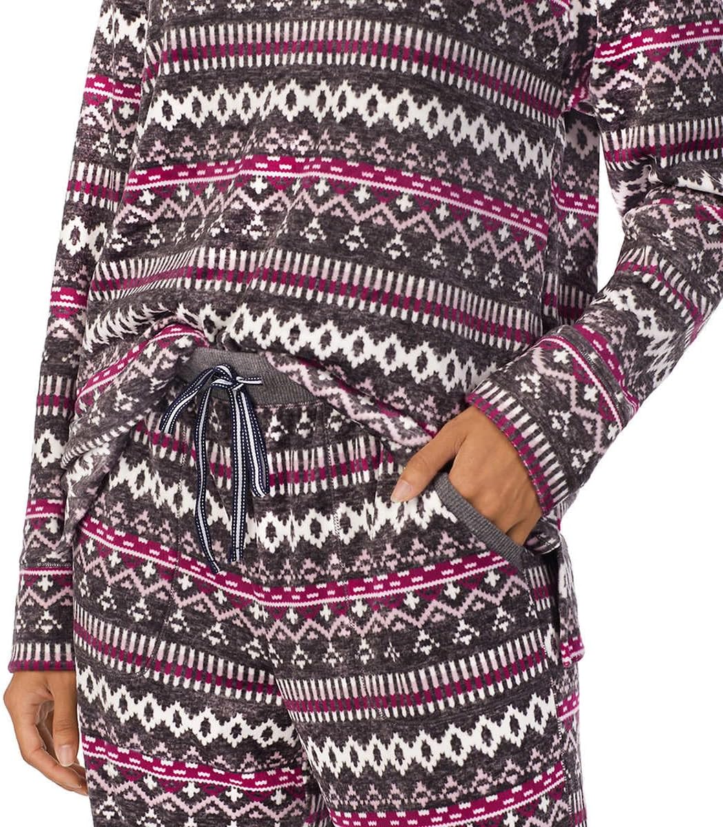 Nautica Women's 2 Piece Fleece Pajama Sleepwear Set (US, Alpha, Medium, Regular, Regular, Grey) - Image 3