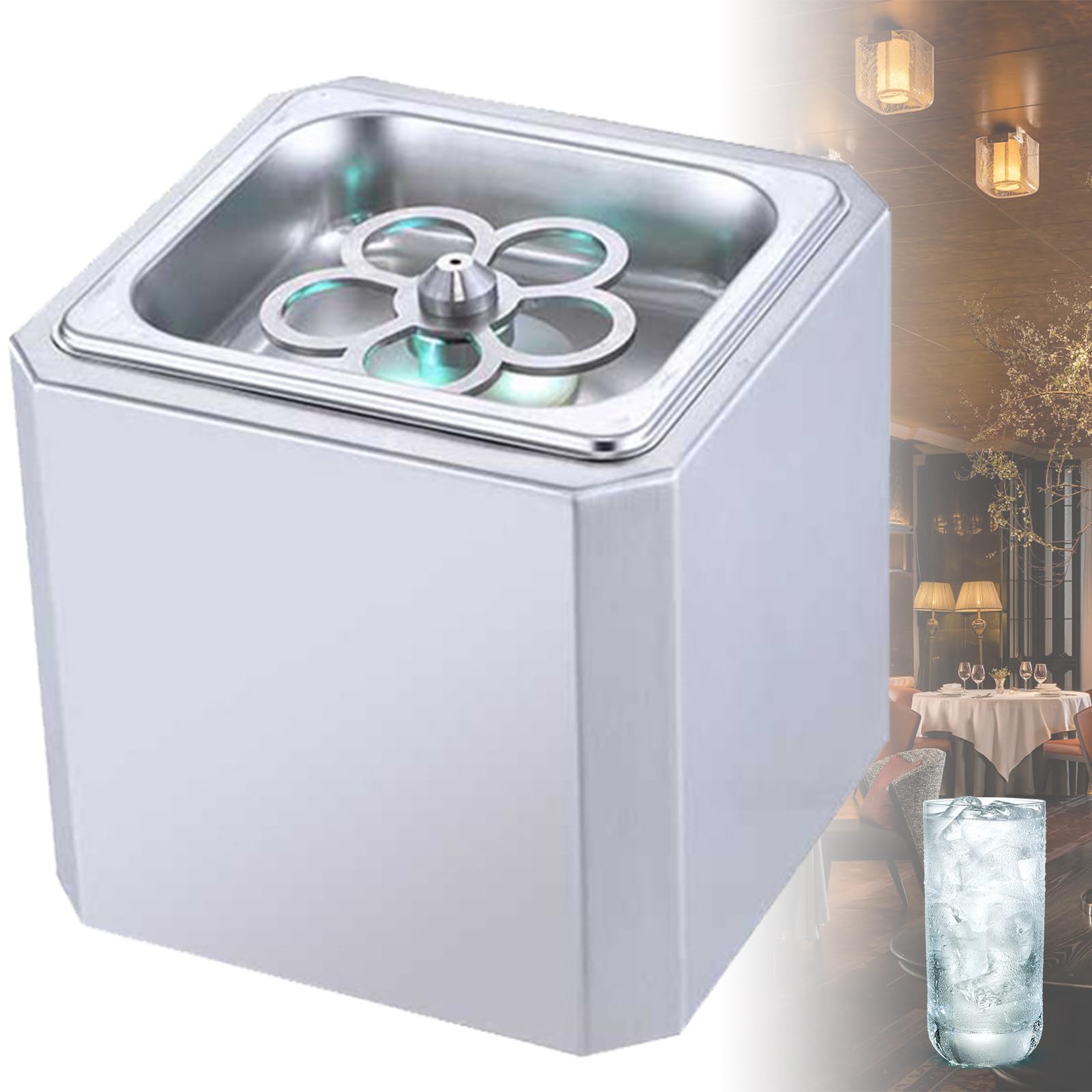 Instant Glass Froster Chiller, Commercial Pressing Glass Chiller, Rapid Drink Cooler with Neon Light, for Bar, Restaurant (A)