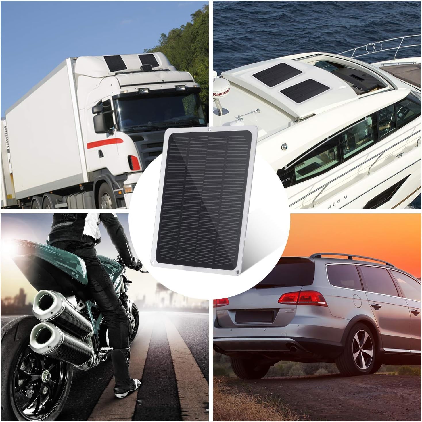 Caricabatteria Solare per Auto, 20W 12V Pannello Solare Portatile Auto Carica Batteria, Impermeabile kit Caricabatterie con Pannello solari Con Porta USB per Automotive,Barca, Moto, RV