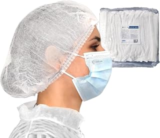 Disposable Bouffant Caps (100 Pack) - White Hair nets 21" - Non-Woven Head Cover