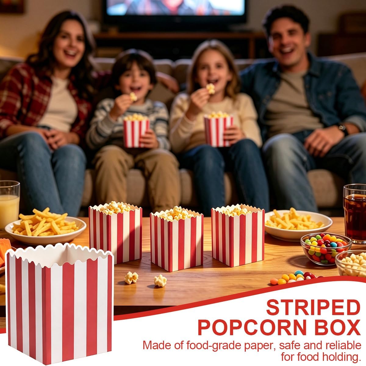 KISEER 60 Pack Popcorn Boxes 3 x 4 Inch Mini Red and White Paper Popcorn Containers Cups for Movie Night Carnival Party image 4