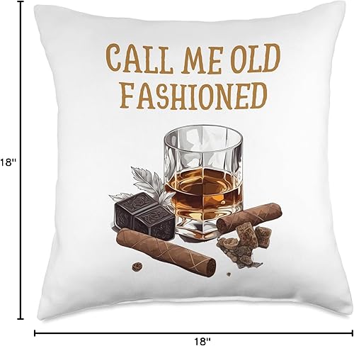 Miniatura 6 de Whiskey Tees & Old Fashioned Whiskey Apparel Call Me Old Fashioned Lovers - Almohada divertida de whisky, 16 x 16 pulgadas, multicolor