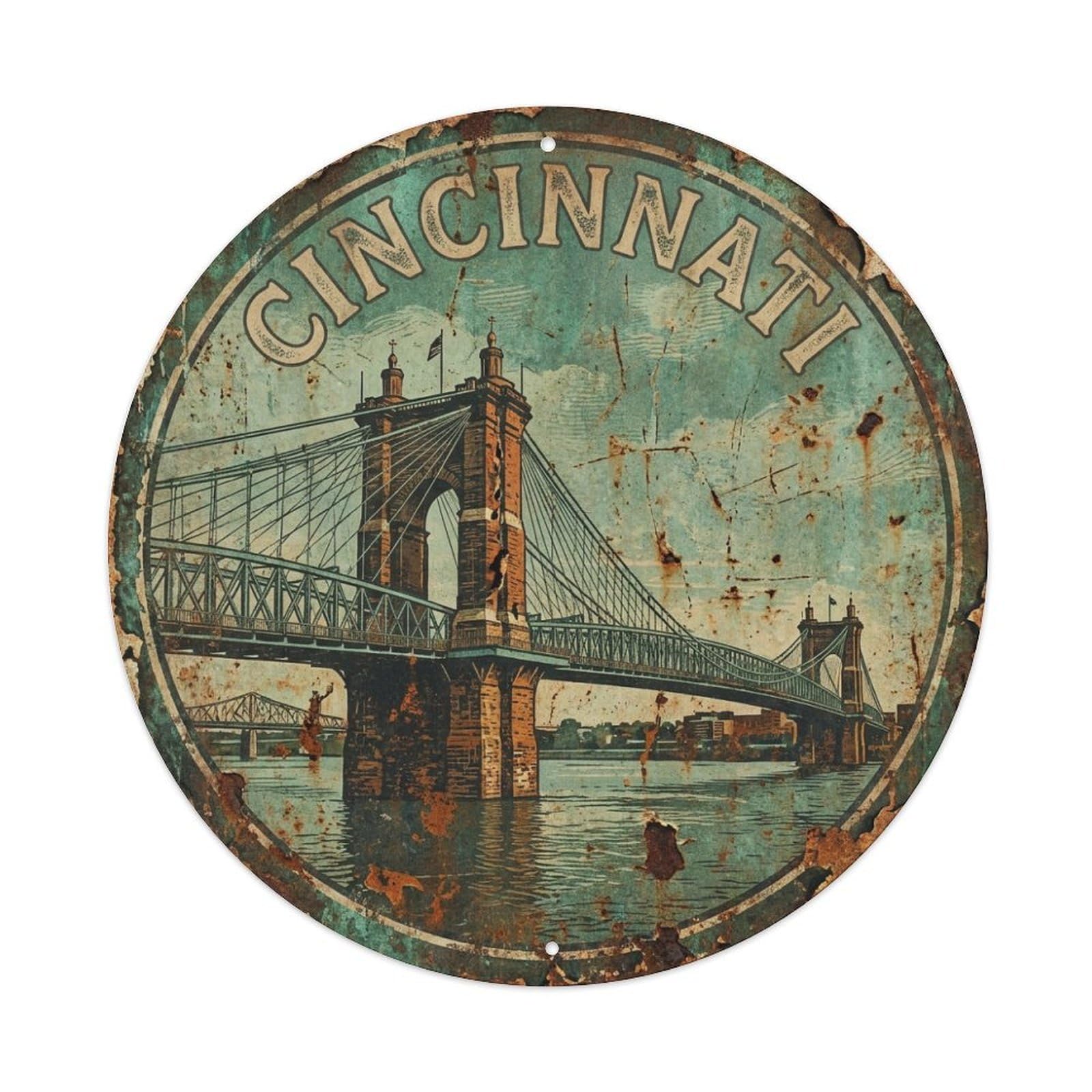 Tgrcjimh Style Metal Tin Sign Vintage Travel Usa Cincinnati