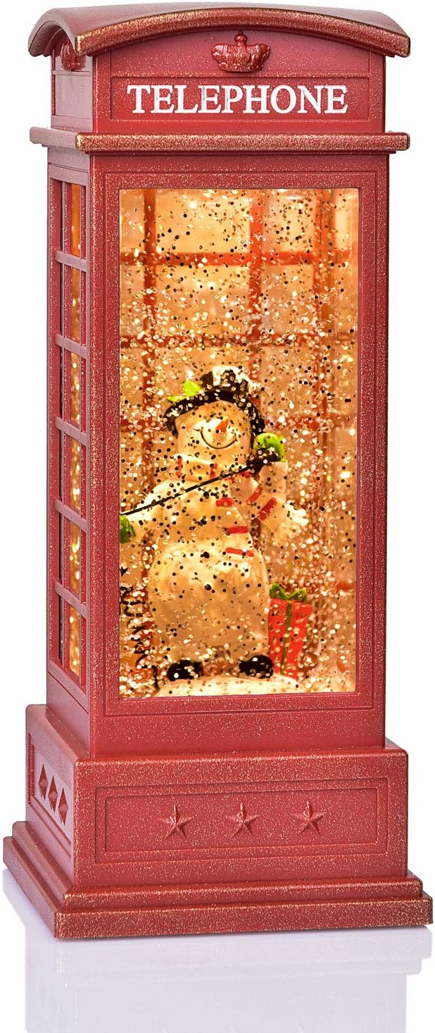Lvydec Lighted Snow Globe Christmas Lantern - Musical Glittering Water Globe Lantern Decoration with a Snowman for Christmas Home Tabletop Centerpiece