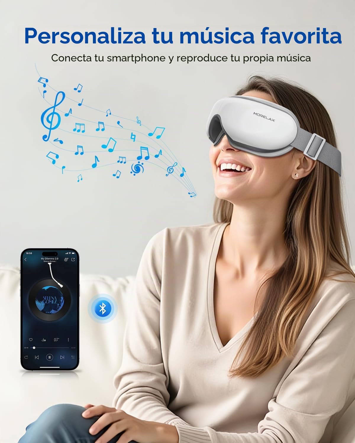 Masajeador de ojos con calor y música Bluetooth, regalos de cumpleaños para mujeres, reduce la tensión ocular, alivio del dolor de cabeza y mejora el sueño, dispositivo de cuidado de los ojos para la
