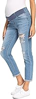 Vista 2 de Foucome Jeans de maternidad para mujer, jeans rasgados elásticos con bolsillos