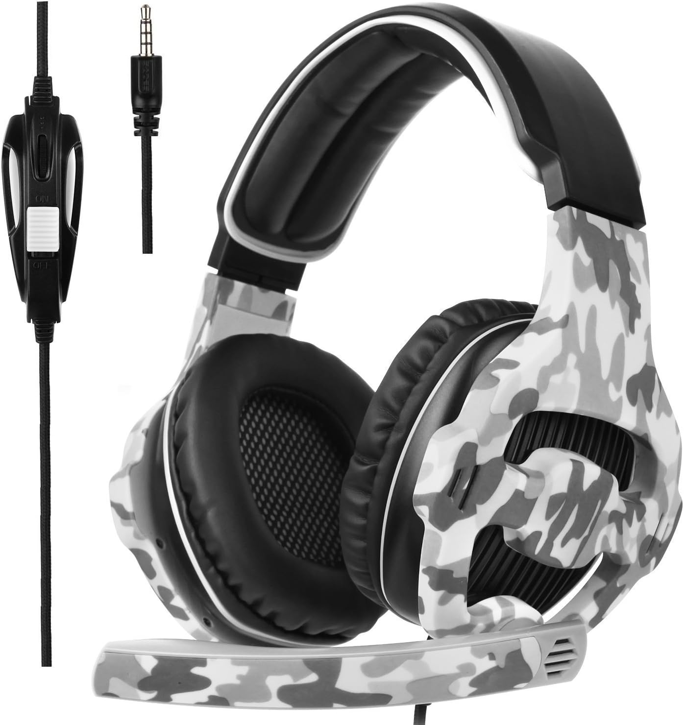 Sades SA810S Gaming Headset for PS4 Professional 3.5mm PC Game Bass Headphones Stereo Noise Isolation Over-ear Headset with Mic Microphone for PS4 Xbox one Laptop Computer and Smart Phone-Camouflage