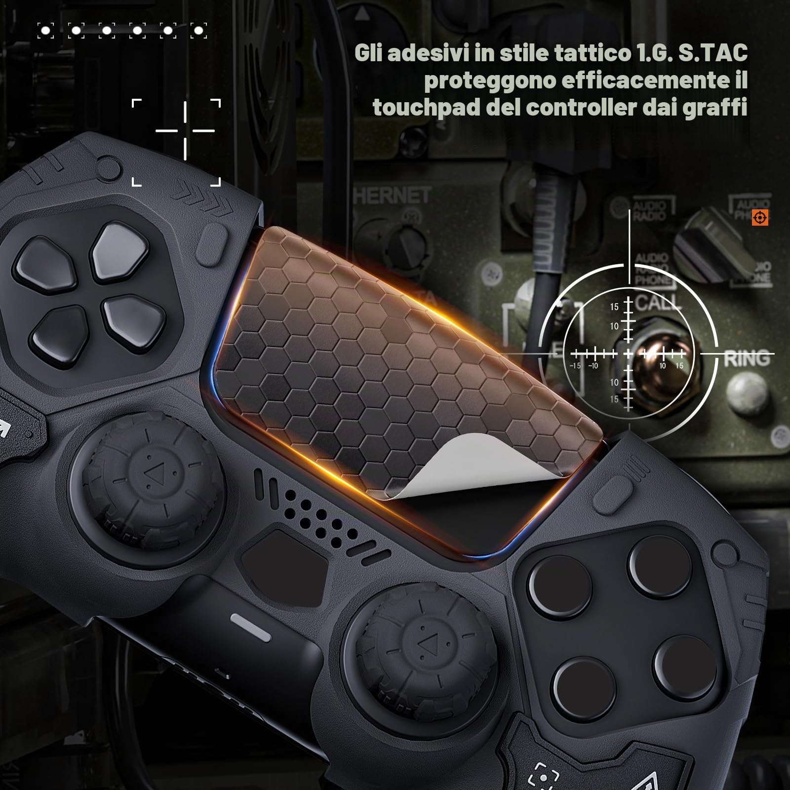 GeekShare Protettivo in silicone anti-scivolo per controller wireless PS5, con 2 pad per i pulsanti e 2 adesivi, colore: nero