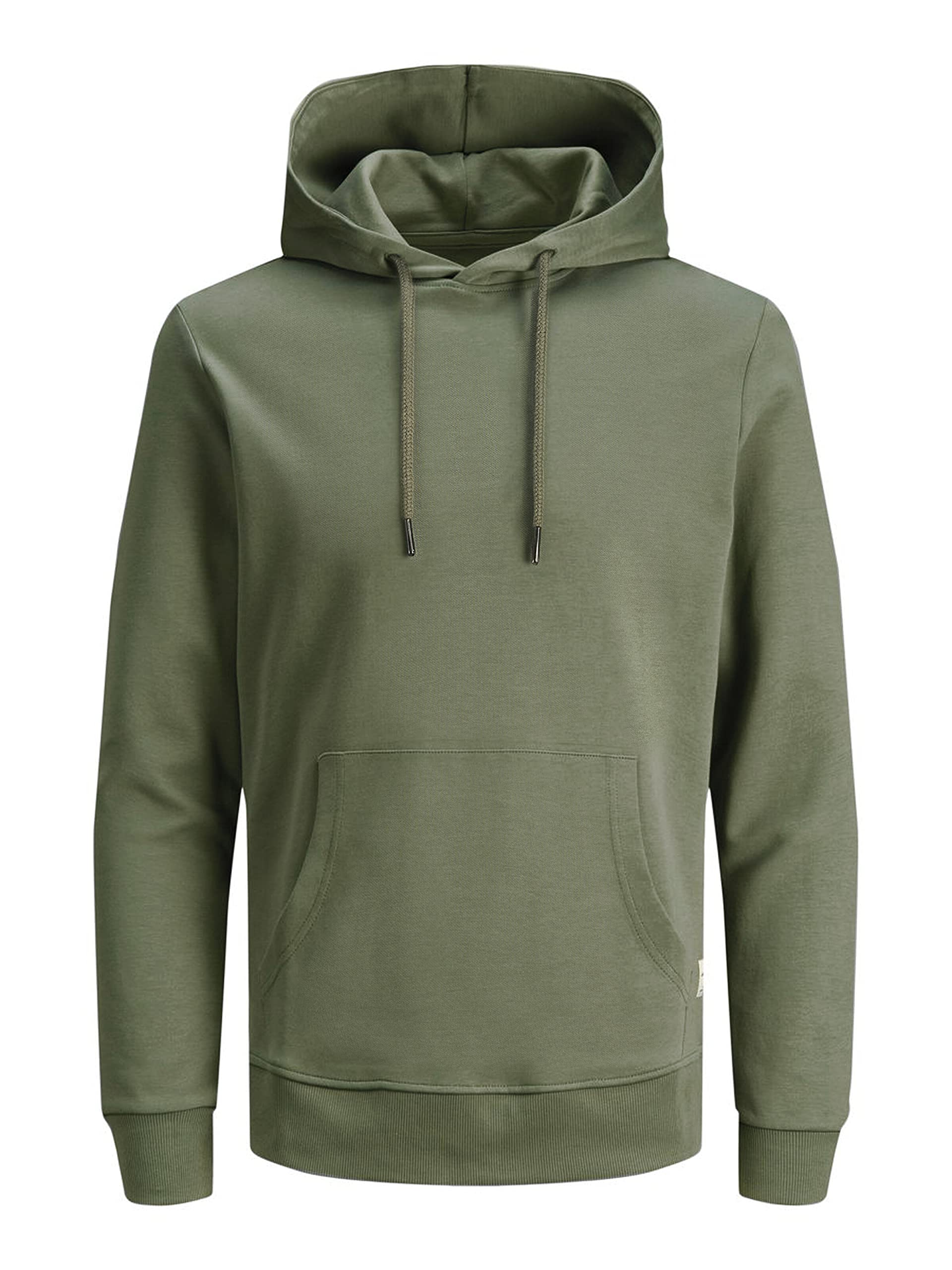 JACK & JONES Male Plain Hoodie, Dusty Olive, L