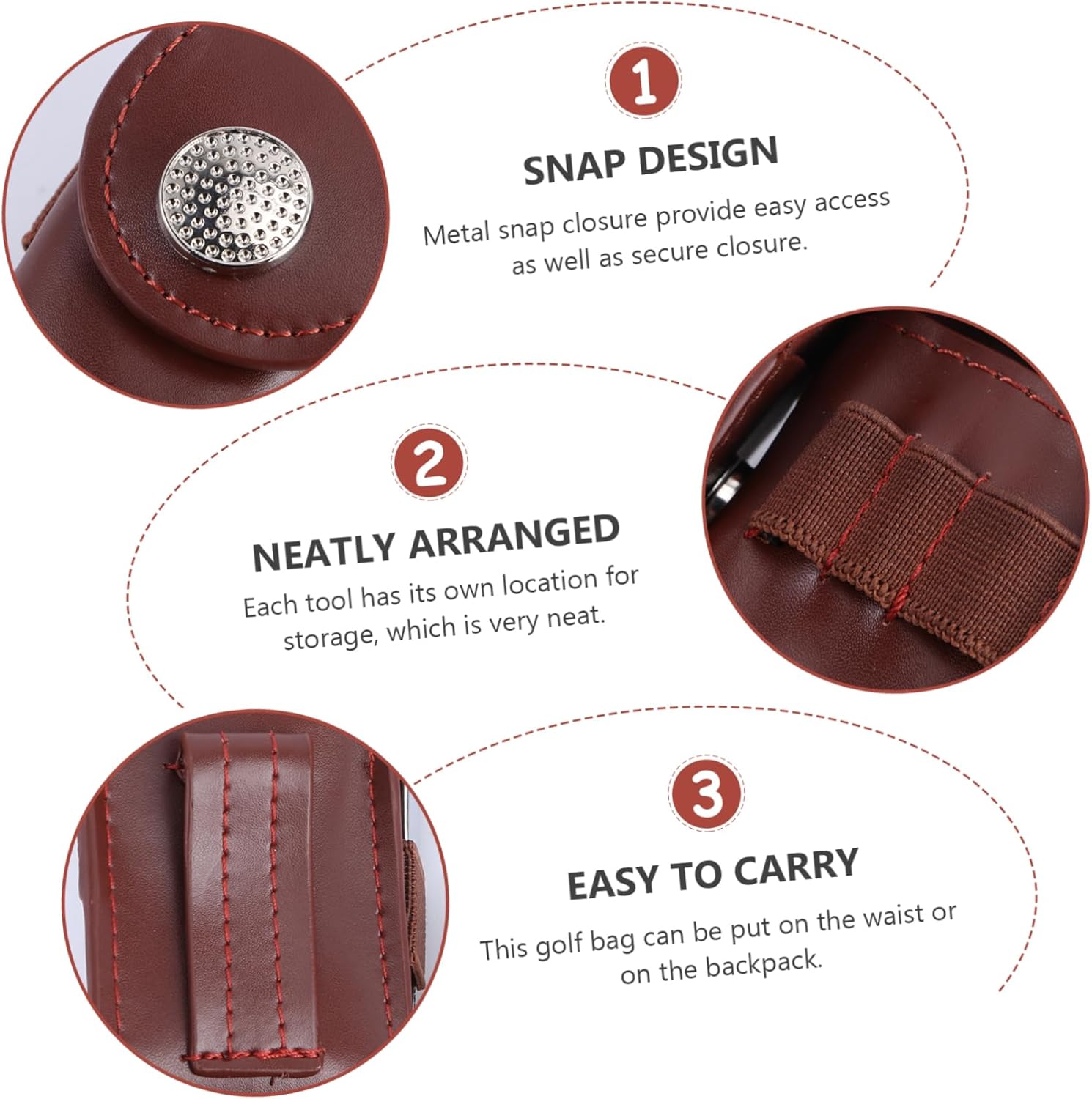 HANABASS 2pcs Holder Pouch Bag Golf Tool Golf Ball Retriever Divit Repair Tools Brown Golf