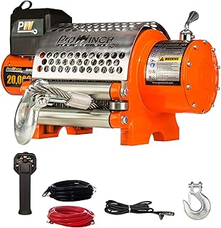 Prowinch 20.000 lb 10 Ton Waterproof Electric Winch 12V DC-Steel Wire Rope with Wireless Remote Control for Off-Road Towing, Truck, Car, SUV, ATV, Portable Winch Battery Powered for Heavy-Duty use