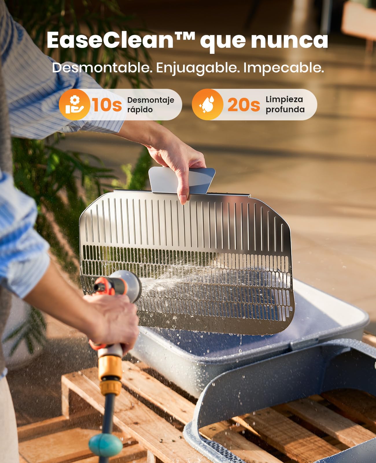 oneisall Arenero para gatos autolimpiante con sistema EaseClean™, arena autolimpiante para gatos XXL para gatos grandes, rejilla de acero inoxidable, modo automático y manual, incluye alfombrilla y 40