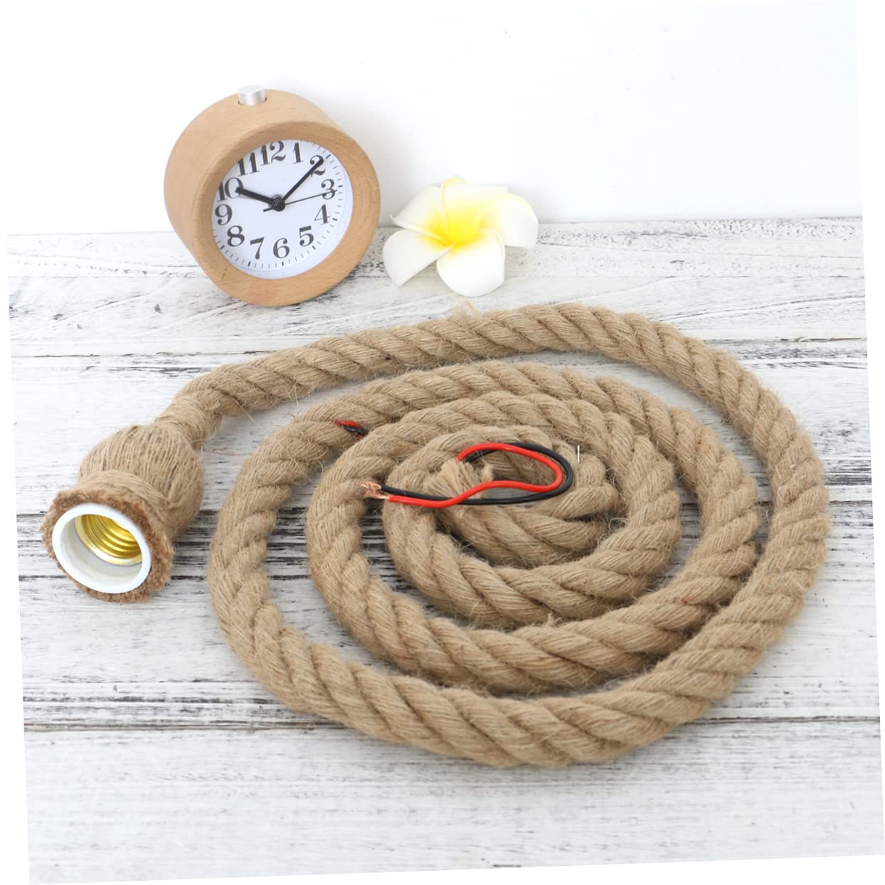 DOITOOL Rustic Vintage Hanging Rope Light Rope Twine Lamp DIY Village Style Pendant Light E27 Single Bulbs Connectors No Bulbs Included