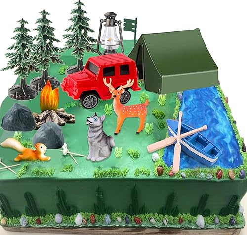 Miniatura 2 de 16 decoraciones para tartas de campamento, decoración de tartas junto a la hoguera, bosque, decoración para tartas para niños, camping, fiesta