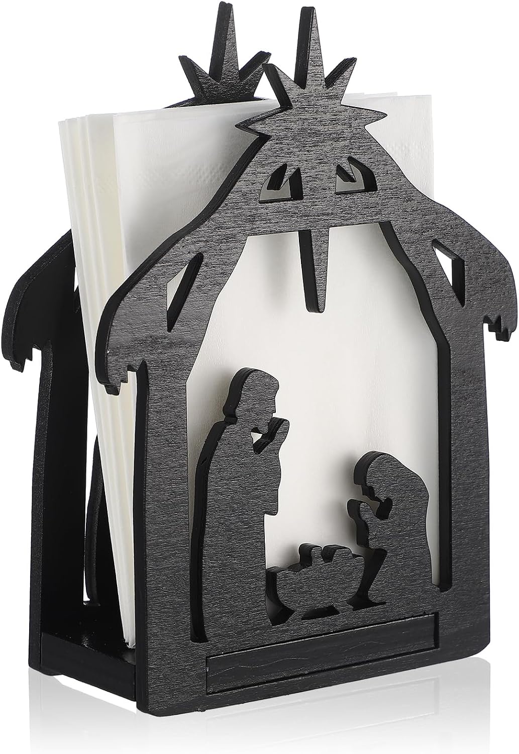Barydat Christmas Napkin Holder for Tables Wooden Tissue Dispenser, Black