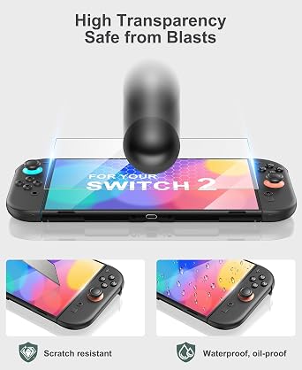 NinABXY Switch 2 Carrying Case Accessories, 8-IN-1 Bundle for Nintendo Switch 2 2025Clear Split PC Protective Shell, 2-Pack Tempered Glass,Legacy Systems for Nintendo 3DS,L