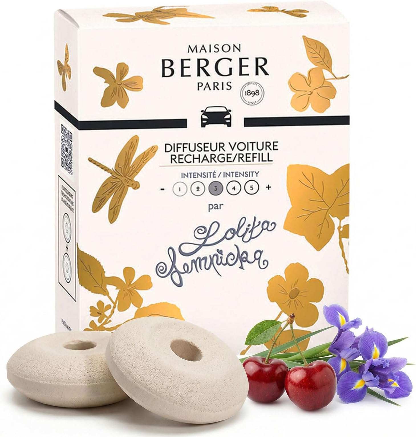 Set of 2 Car Odor Diffuser Refill - Ceramic System - 4/6 Weeks Ceramic Diffusion Time - Lampe Fragrance - Made in France (Lolita Lempicka)