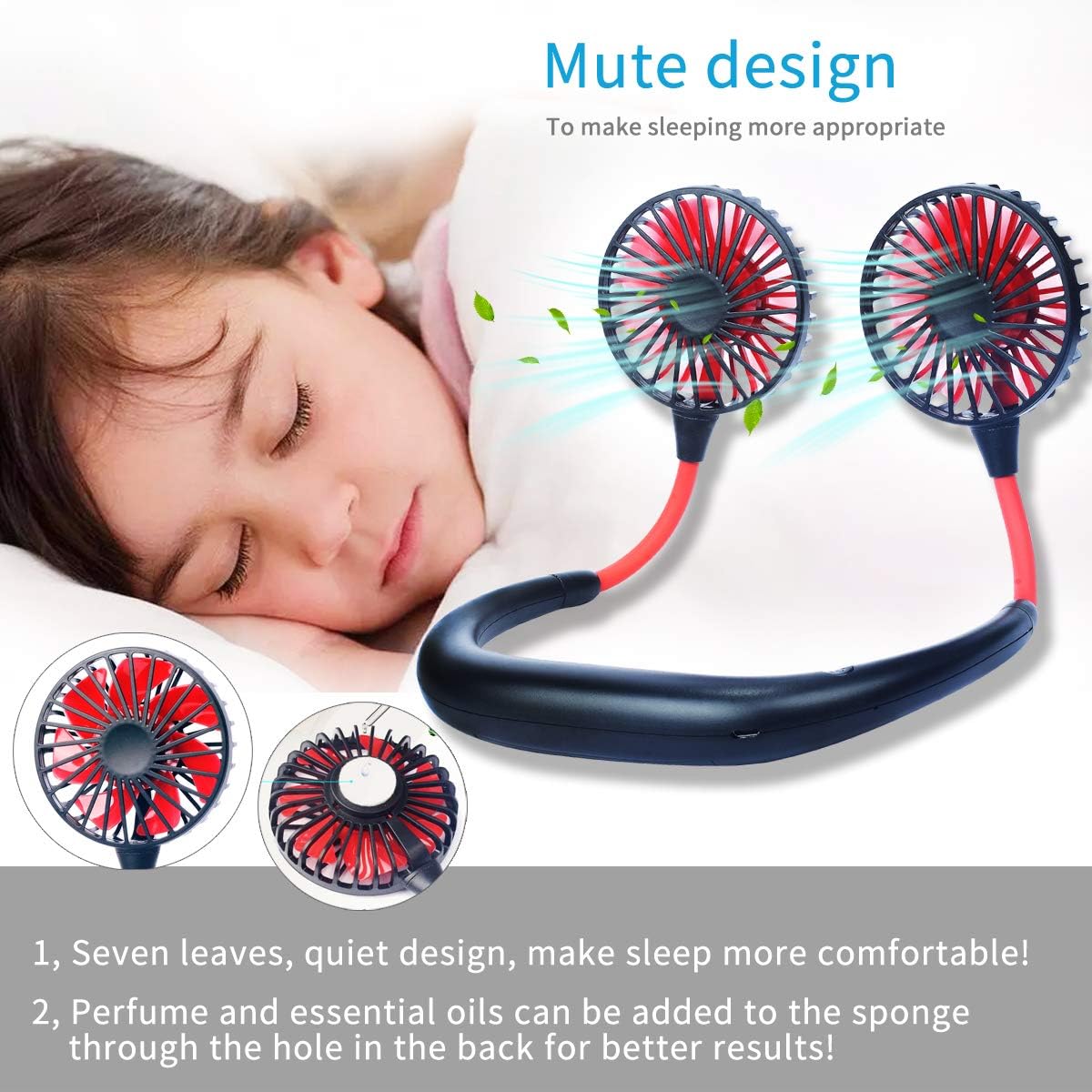 Black Friday - 60% OFF Neck Fan Portable Neckband Fan USB Rechargeable Hand Free Personal Mini Sport Fan with 3 gears for Sports Travel Outdoor Office Reading 🔥 Hot Deals Neck Fan Portable Neckband Fan USB Rechargeable Hand Free Personal Mini Sport Fan with 3 gears for Sports Travel Outdoor Office Reading