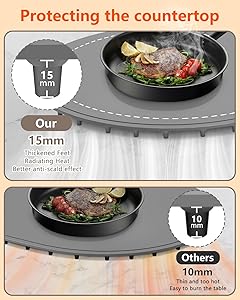 seenlast Warming Mat for Food with Adjustable Temperature Timer,10S Fast Heating Silicone Food Warmers for Parties Buffet and Home Daily,Food Warming Mat with Insulating Pad Raised Feet Protects Table