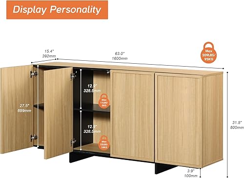 Miniatura 2 de WAMPAT Moderno soporte de TV para televisores de hasta 75 pulgadas, consola de TV de centro de entretenimiento de madera con almacenamiento cerrado