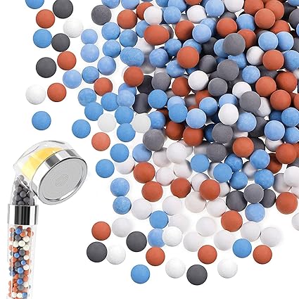 Linkidea Shower Replacement Anion Mineral Beads Stones Balls, Filtration Shower Head Beads Refills, Filter Purifying Water Beads, Diameter 5-6mm and 7-8mm (200)