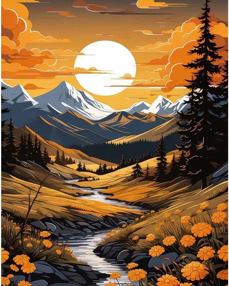 askkqtx Paint by Numbers Landscape,Paint by Numbers for