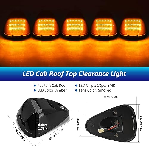 Miniatura 9 de D-Lumina Luces LED ámbar para techo de cabina Fo-rd F150 F250 F350 F450 F550 F650 F750 E150 E250 E350 E450 1999-2016 Super Duty Pickup Trucks, luces