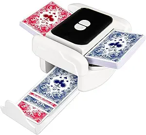 BEE&FLOWER Card Shuffler - Quiet, Rechargeable & Automatic Shuffler for 1–2 Decks with Drawer Tray, Auto & Manual Modes Works with UNO, Poker, Blackjack, Skip-Bo, Phase 10
