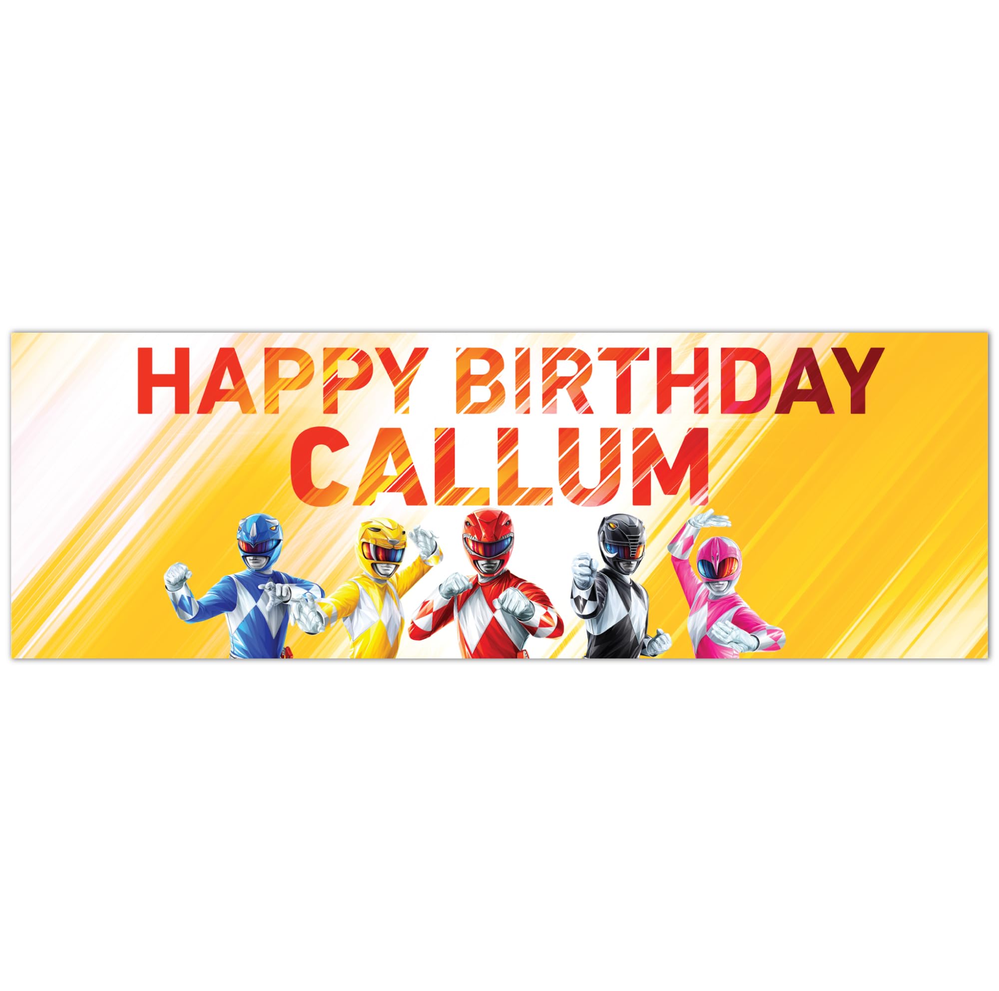 Power Rangers Birthday - Group Yellow Personalised Banner Wall Sticker (90cm width x 30cm height)