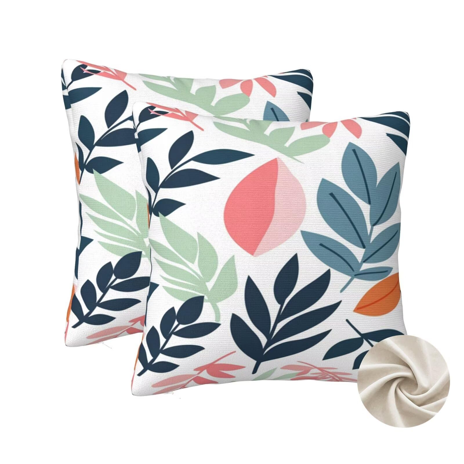 Housse de coussin 60x60 cm lot de 2 taies d'oreillers décoratives plantes canapé