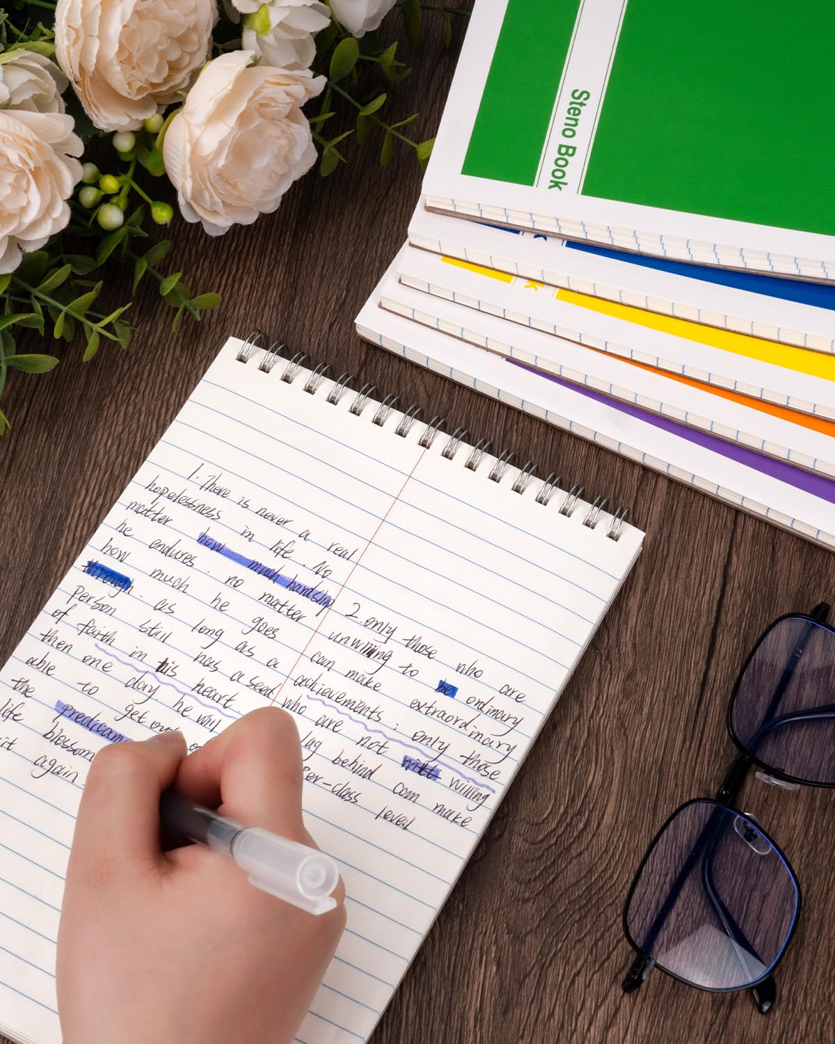 Dynta Steno Pads 18 Packs 6x9 Notebooks Bulk, Gregg Rule, 6 Assorted - View #11