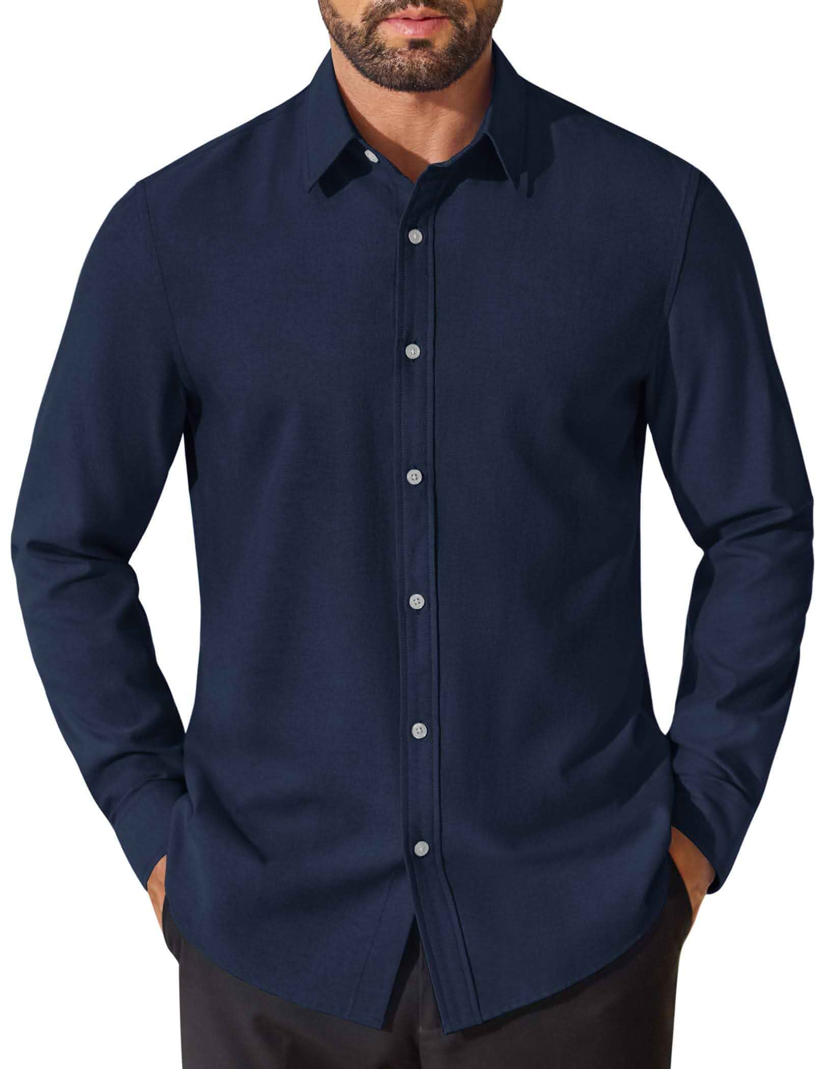 COOFANDY Mens Oxford Shirt Cotton Long Sleeve Regular-Fit Dress Shirt Wrinkle Free Casual Button Down Shirts