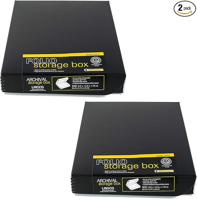 Lighting & Studio Lineco Folio Storage Box Black Archival Clamshell