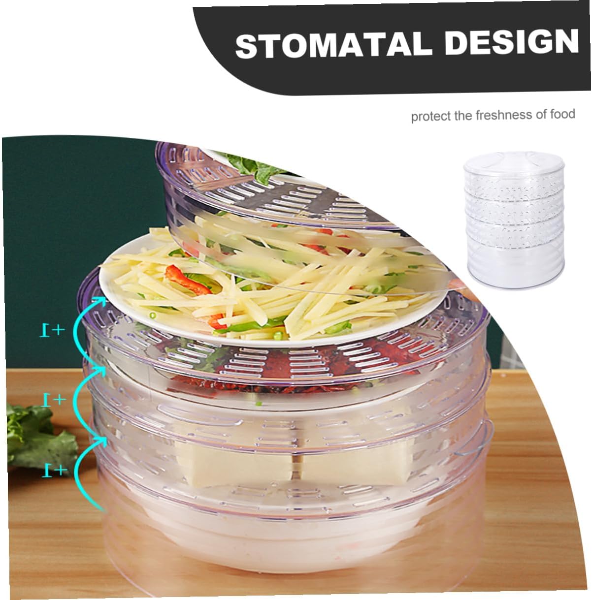 Keep Fresh Food Cover Multi-layer Insulation Plastic Food Cover Foldable for Home Kitchen 5pcs Set (3 Low, 1 High, 1 Lid) and Storage