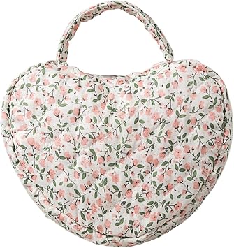 Stylish Heart Shape Florals Cosmetic Bag Quilted Large Capacity Toiletry Organizers for Travel Storage Makeup Pouches