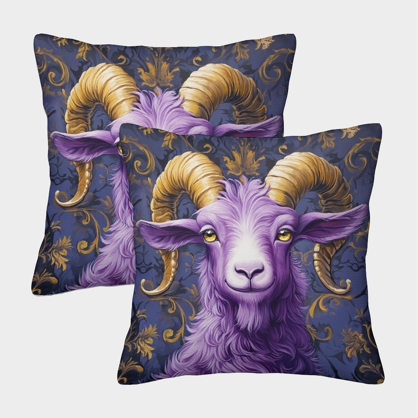 kaiyun 2 Pack Purple Goat - Anthropomorphic Image Pillowcase 45x45cm, Cushion Cover,3D Digital Printing Bed Sofa Decorative