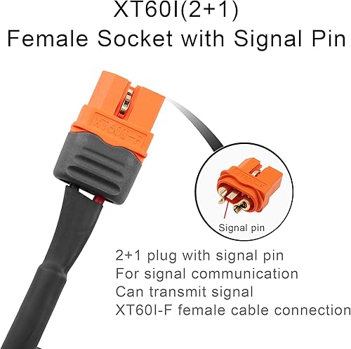 Miniatura 3 de PNGKNYOCN Cable de alimentación de CC a XT60, 1M3FT 14AWG DC 0.217 in X 0.083 in macho a XT60I (2+1) con cable adaptador hembra de pin de señal